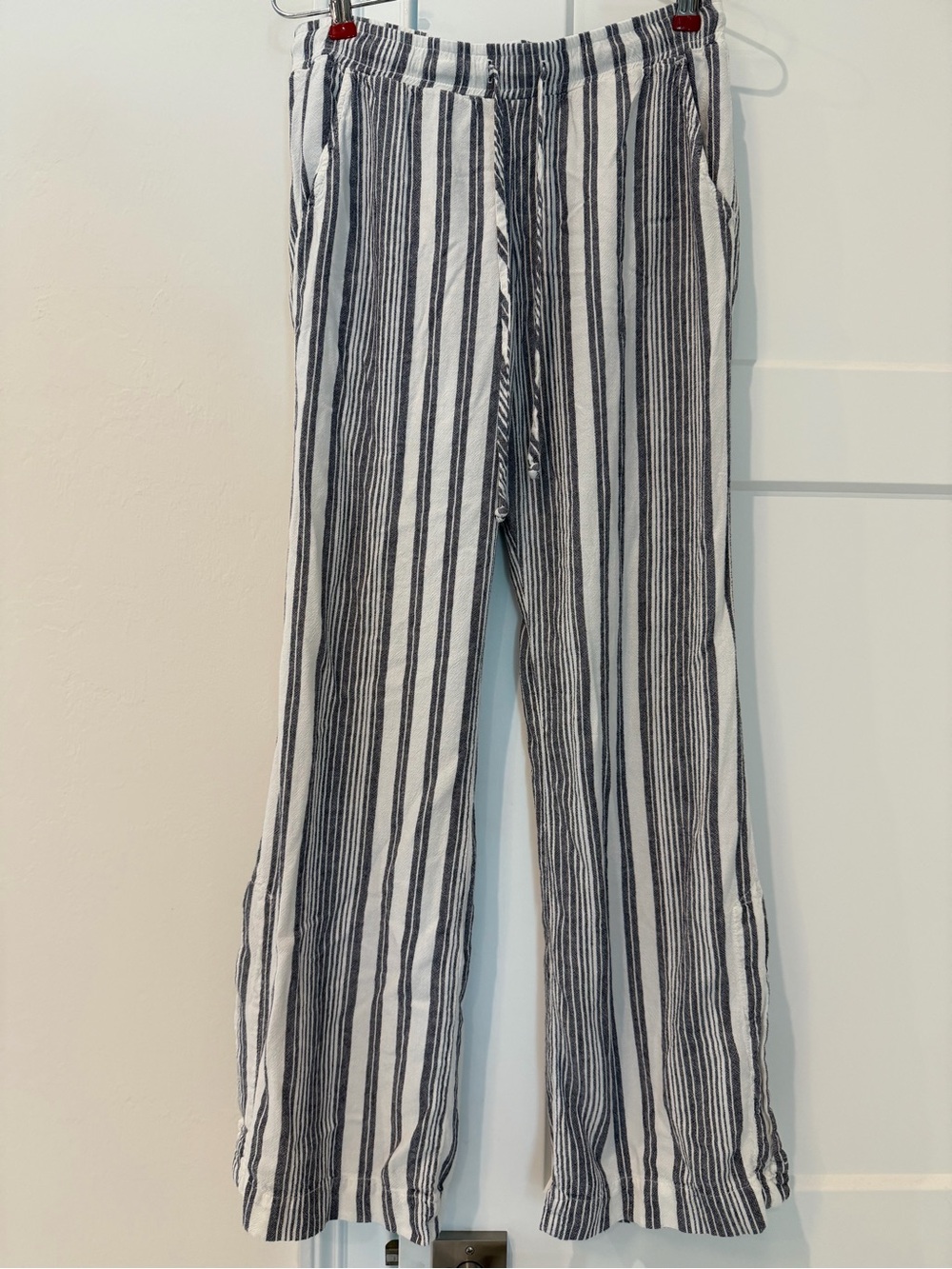 Striped Wide-Leg Drawstring Pants